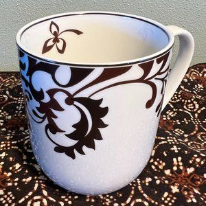 Mikasa GOURMET BASICS Chocolate Swirl Floral Pattern Porcelain Mug Cup IND04